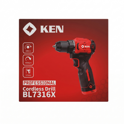 шуруповерт аккумуляторный бесщеточный bl7316x-20c ken