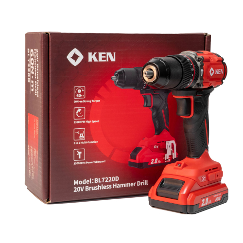 шуруповерт аккумуляторный бесщеточный ударный (импакт) bl7220d-20c ken
