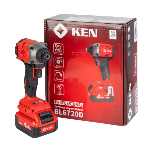 винтоверт аккумуляторный бесщеточный ударный (импакт) bl6720d-40c ken