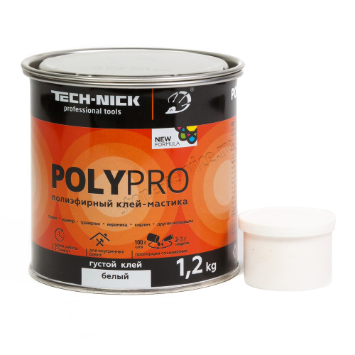 клей-мастика полиэфирный для камня polypro белый густой 1,2кг tech-nick