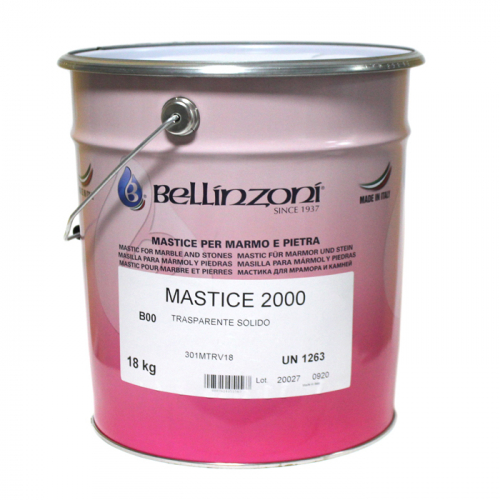 клей-мастика полиэфирный для камня mastice 2000 trasparente solido 00 медовый (прозрачный) густой 18,5кг bellinzoni