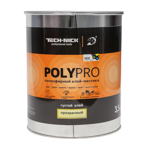 клей-мастика полиэфирный для камня polypro медовый (прозрачный) густой 3,5кг tech-nick